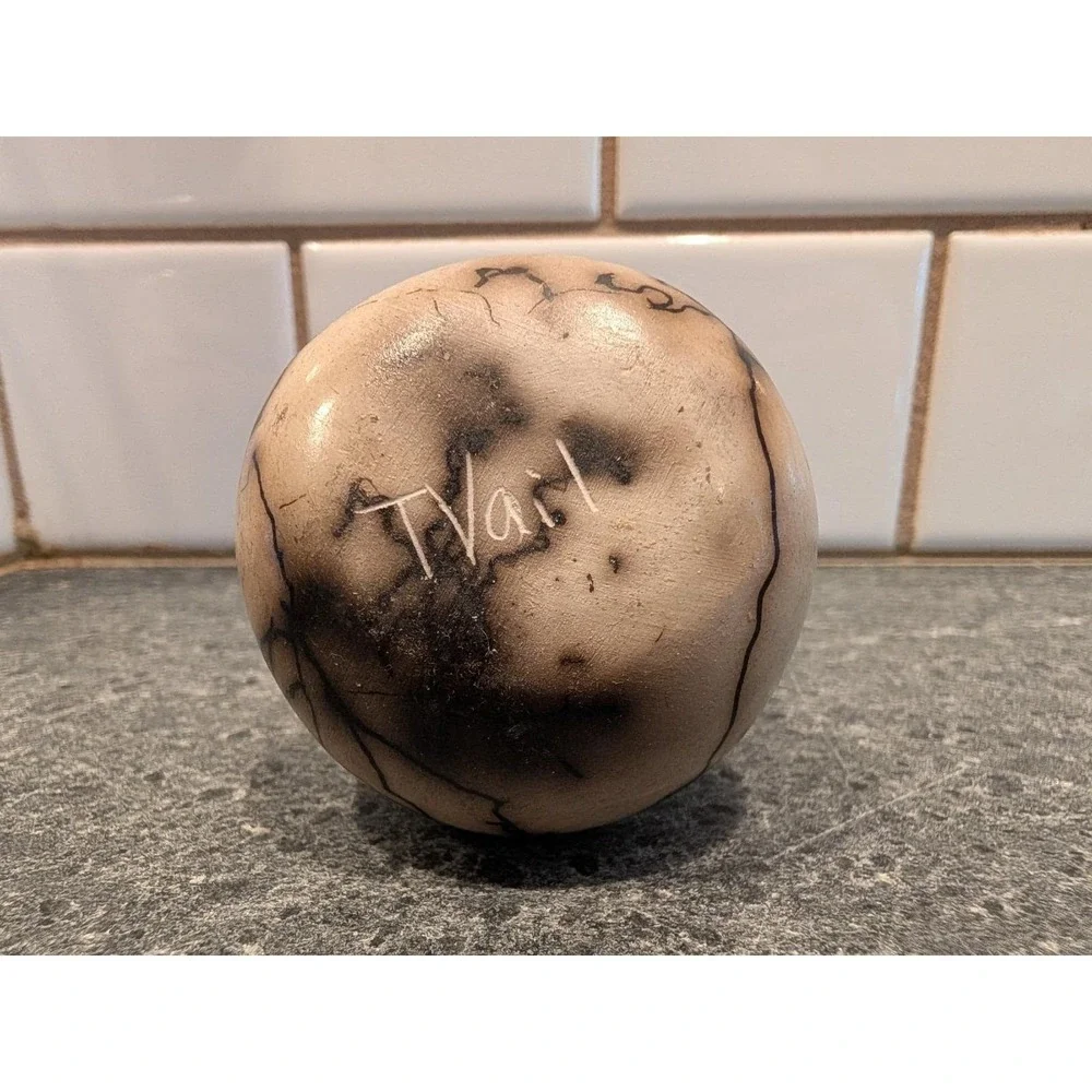 MINI 3in Native Navajo Signed T Vail Horse Hair Incised Pottery‎ Wedding Vase